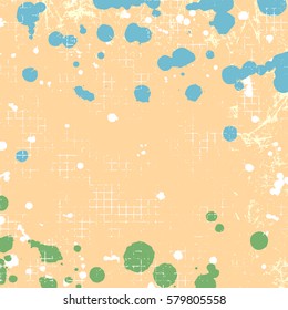 Vector drawn background. Grunge beige template with splash, spray attrition, cracks. Old style vintage design. Graphic illustration