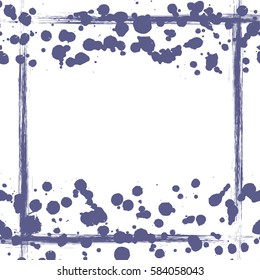 Vector drawn background. Grunge blue template with splash, spray attrition, cracks. Old style vintage design. Graphic illustration