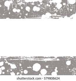 Vector drawn background. Grunge grey template with splash, spray attrition, cracks. Old style vintage design. Graphic illustration