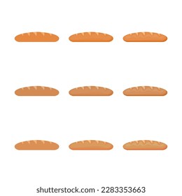 A vector drawn baguette illustration with various colors and amount of details