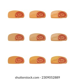 A vector drawn baked roll illustration with various colors and amount of details