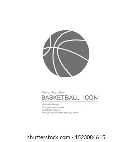 Vector drawn basketball. Isolated on grey background.
