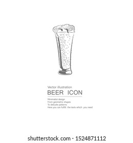 Vector drawn beer mug. Isolated on white background.