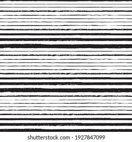 Vector Drawn Black Stripes White Seamless Pattern