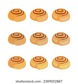 A vector drawn bread bun illustration with various colors and amount of details