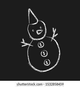 Vector drawn chalk sketch of a snowman.