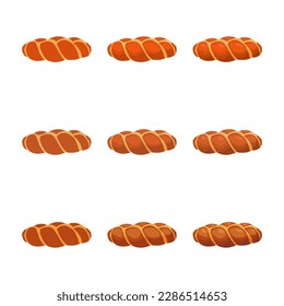 A vector drawn challah bread illustration with various colors and amount of details