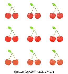 Ilustración de cereza dibujada por vector con varios colores y cantidad de detalles