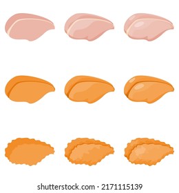 A vector drawn chicken breast illustration with various colors, styles and amount of details