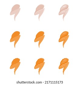 A vector drawn chicken wing illustration with various colors, styles and amount of details