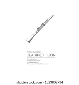 Vector drawn clarinet. Isolated on white background.	