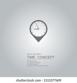 Vector drawn clock icon. Isolated on grey background.
