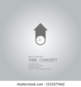 Vector drawn clock icon. Isolated on grey background.