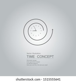 Vector drawn clock icon. Isolated on grey background.