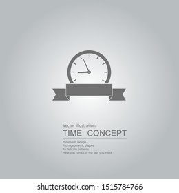 Vector drawn clock icon. Isolated on grey background.