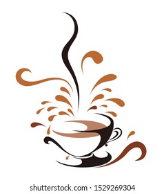 Vector drawn coffee. Isolated on white background.