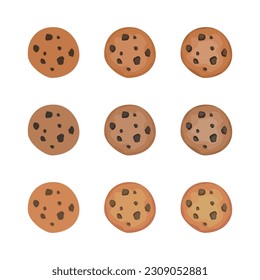 A vector drawn cookie illustration with various colors and amount of details