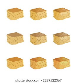 A vector drawn cornbread illustration with various colors and amount of details