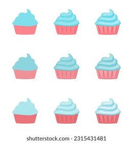 Ilustración de quequitos dibujados por vectores con varios colores y cantidad de detalles