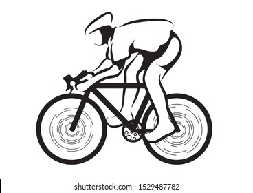 Vector drawn cycling athletes. Isolated on white background.