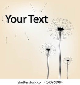 vector drawn dandelions on a beige background