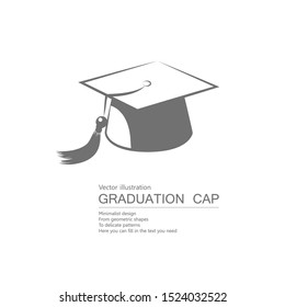 Vector drawn degree cap. Isolated on white background.