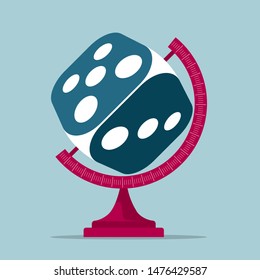 Vector drawn dice. Isolated on blue background.