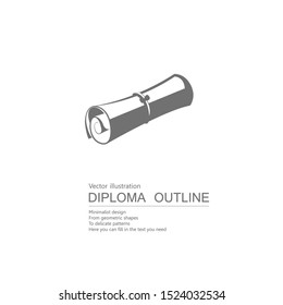 Vector drawn diploma. Isolated on white background.