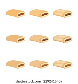 A vector drawn fig roll illustration with various colors and amount of details