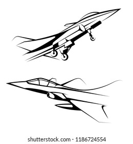 Vector drawn fighter, isolated on white background.