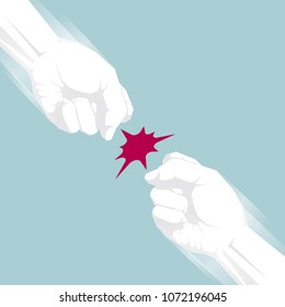 Vector drawn fist. Power concept design.Two fists confrontation.