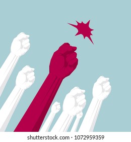 Vector drawn fist. Power concept design.