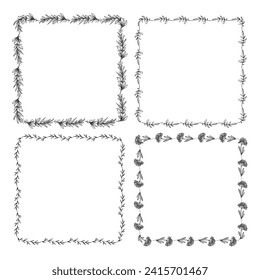 Vector drawn floral frame collection