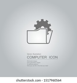 Vector drawn folder icon. Isolated on grey background.