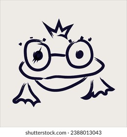 Vector drawn frog princess with crown