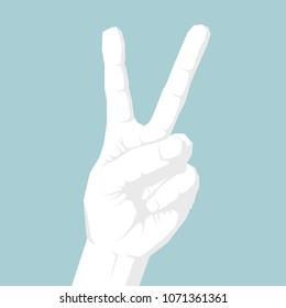Vector drawn gesture symbol,Victory gesture