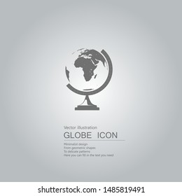 Vector drawn globe. The background is a gray gradient.