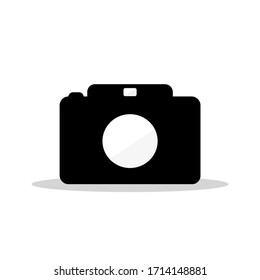 Vector drawn graphic flat design camera, black icon symbol camera color simple design isolated in white background 
