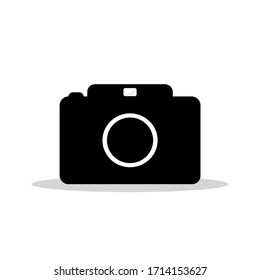 Vector drawn graphic flat design camera, black icon symbol camera color simple design isolated in white background 