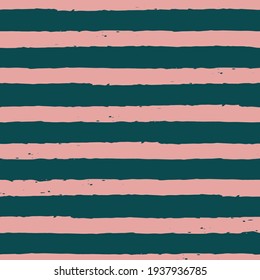 Vector drawn green pink stripes seamless pattern