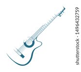 Vector drawn guitar. Isolated on white background.