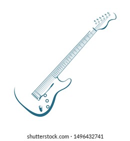 Vector drawn guitar. Isolated on white background.