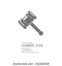 Vector drawn hammer. Isolated on white background.