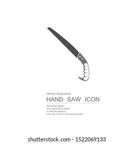 Vector drawn hand saw. Isolated on white background.
