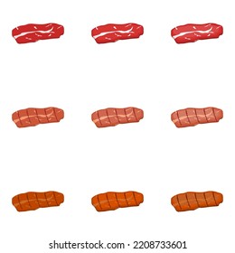 A vector drawn hanger steak illustration with various colors and amount of details