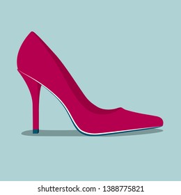 Vector drawn high heels. Isolated on blue background.