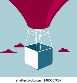  Vector drawn hot air balloon. The background is blue.