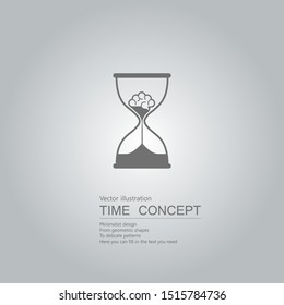 Vector drawn hourglass icon. Isolated on grey background.