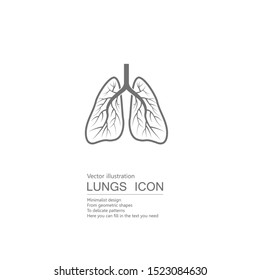 Vector drawn human lungs. Isolated on grey background.