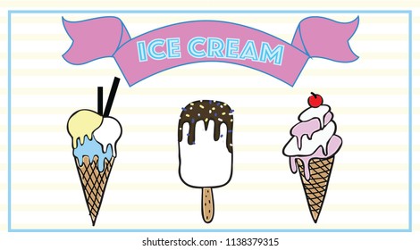 vector drawn ice cream illustration